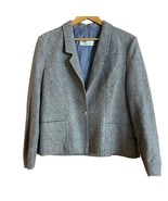 VTG The Edinburgh Woollen Mill Women&#39;s Wool Blazer Gray Tweed S Lined - $27.73