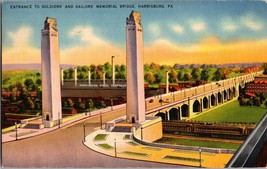 Harrisburg, PA.,Entrance To Soldiers And Sailor&#39;s Memorial Bridge Postcard (B11) - £6.51 GBP