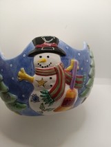 The Sweet Shoppe Christmas By Sango Centerpiece Bowl Snowman Trees - £19.68 GBP