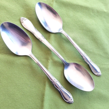 Oneida S L &amp; G H Rogers Stainless 3 Soup Spoons Homestead Pattern 7 1/4&quot; - $11.87