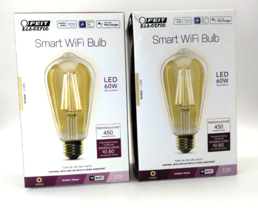 (2) Bulbs FEIT Electric ST19 /60 watt 60w Smart WIFI Bulb Amber - FAST S... - £40.52 GBP