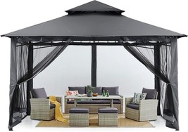 Outdoor Garden Gazebo For Patios By Mastercanopy With Netting Walls, Dar... - £296.44 GBP