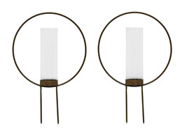 Zeckos Set of 2 Rust Color Metal Hoop Outdoor Ground Candleholders 16 inch - £27.88 GBP