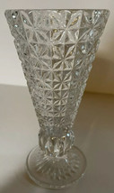 Footed Vase Princess House Glass Vase  Diamond cut 8 inches 4 inches at mouth - £18.73 GBP