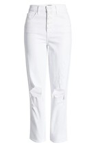NWT 7 For All Mankind HW Cropped Straight in Royce Blanc White Button Jeans 27 - £40.48 GBP