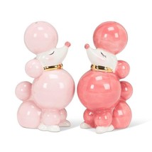 Pink Poodle Salt and Pepper Shaker Ceramic 3.5&quot; High Poofy Pastel Colore... - $24.74