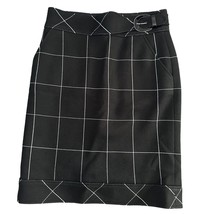 Per Se Skirt Size 8 Medium Black White Wool Lined Pencil Geometric Plaid... - $17.99