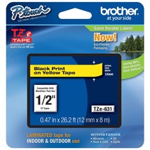Brother Genuine P-Touch TZE-631 Tape, 1/2&quot; (0.47&quot;) Standard Laminated P-... - $26.99