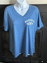 Adorable V-Neck blue &quot;BaseBall Mom&quot; XL WomensT Shirt - £11.93 GBP