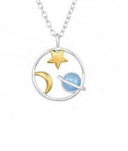 Planet galaxy sterling silver pendant - £12.61 GBP