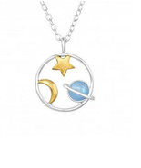 Planet galaxy sterling silver pendant - £12.50 GBP