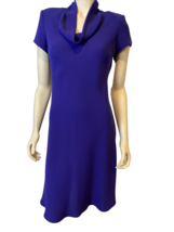 SL Fashions Women&#39;s Cowl Neck Short Sleeve Dress Blue Size 8 - $14.24
