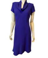 SL Fashions Women&#39;s Cowl Neck Short Sleeve Dress Blue Size 8 - $19.47 CAD