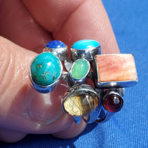 Nakai Vintage Navajo Sterling Silver Colorful Gemstone Ring Size 7 Estate 925 - $293.55