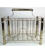 MCM Brass Tone Gold Metal Bamboo Magazine Rack Record Book Holder 16x10&quot;... - $135.81 CAD