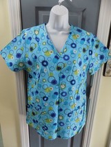 SB Scrubs Blue Dots Short Sleeve Scrub Shirt Size S Women&#39;s NEW - £14.78 GBP