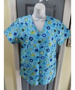 SB Scrubs Blue Dots Short Sleeve Scrub Shirt Size S Women&#39;s NEW - £14.35 GBP