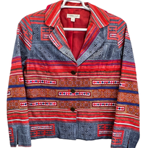 Coldwater Creek Embroidered Blazer 12 Button Front Lined Tribal Southwes... - $24.77