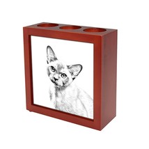 Burmese cat - Wooden stand for candles/pens with the image of a cat ! - £15.73 GBP