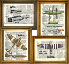 VINTAGE WW2 AIRCRAFT: Choice of Spitfire, Mustang, Lancaster etc Dictionary Art - £6.47 GBP