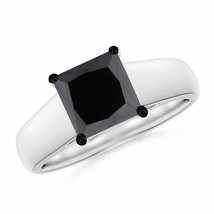 Authenticity Guarantee 
Princess-Cut Black Diamond Solitaire Engagement Ring ... - £901.48 GBP