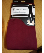 Women&#39;s Leggings size S/M Burgundy Polyester/Spandex Footless Fleece Lin... - $5.44