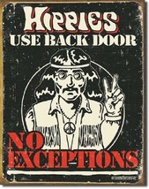 Hippies Use Back Door Schonberg Peace 60&#39;s Retro Wall Art Decor Metal Tin Sign - £7.81 GBP