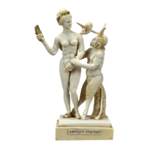 Aphrodite Goddess Pan and Eros  Sculpture Statue Museum Copy Aged Color - £82.34 GBP