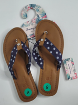 Tommy Bahama Womens Size 8 Sandals Flip Flops NEW Blue White Flowers Beach - $24.99