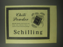 1942 Schilling Chili Powder Ad - Lively, more delicious flavor - $18.49