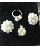 Vintage SARAH COVENTRY Jewelry Pendant, Pearl Ring &amp; 2 Pair Clip On Earr... - £31.37 GBP