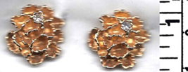Vintage Jewelry Clip On Earrings Gold Tone Rose with White Crystal AVON Jewelry - £22.37 GBP