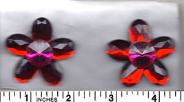 Clip Earrings Ruby Red Flower Vintage Jewelry Funky Retro Red Rhinestone... - $17.99