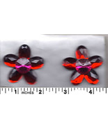 Clip Earrings Ruby Red Flower Vintage Jewelry Funky Retro Red Rhinestone... - $24.60 CAD