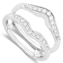 Solitaire Enhancer Round 0.40ct Moissanite Ring Guard Wrap 925 Silver Jacket - £83.37 GBP