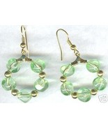 1&quot; Green Nugget Glass Hoop Earrings - £9.59 GBP