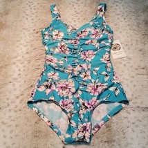 Cara Loona Watercolor Floral Print One Piece Ruched Control Swim NWT MSR... - £38.53 GBP
