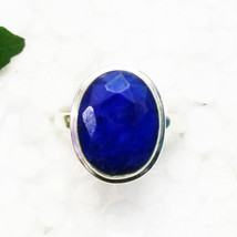 925 Sterlingsilber Natürlich Blau Saphir Ring Handmade Schmuck Edelstein Ring - £32.23 GBP