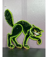 Vintage Beistle Black &amp; Green Scaredy Cat Die Cut Jointed Movable 17&quot; - $16.83