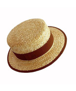 Men's Breathable Straw Boater Wide Brimmed Hat (55-58cm) - $25.74