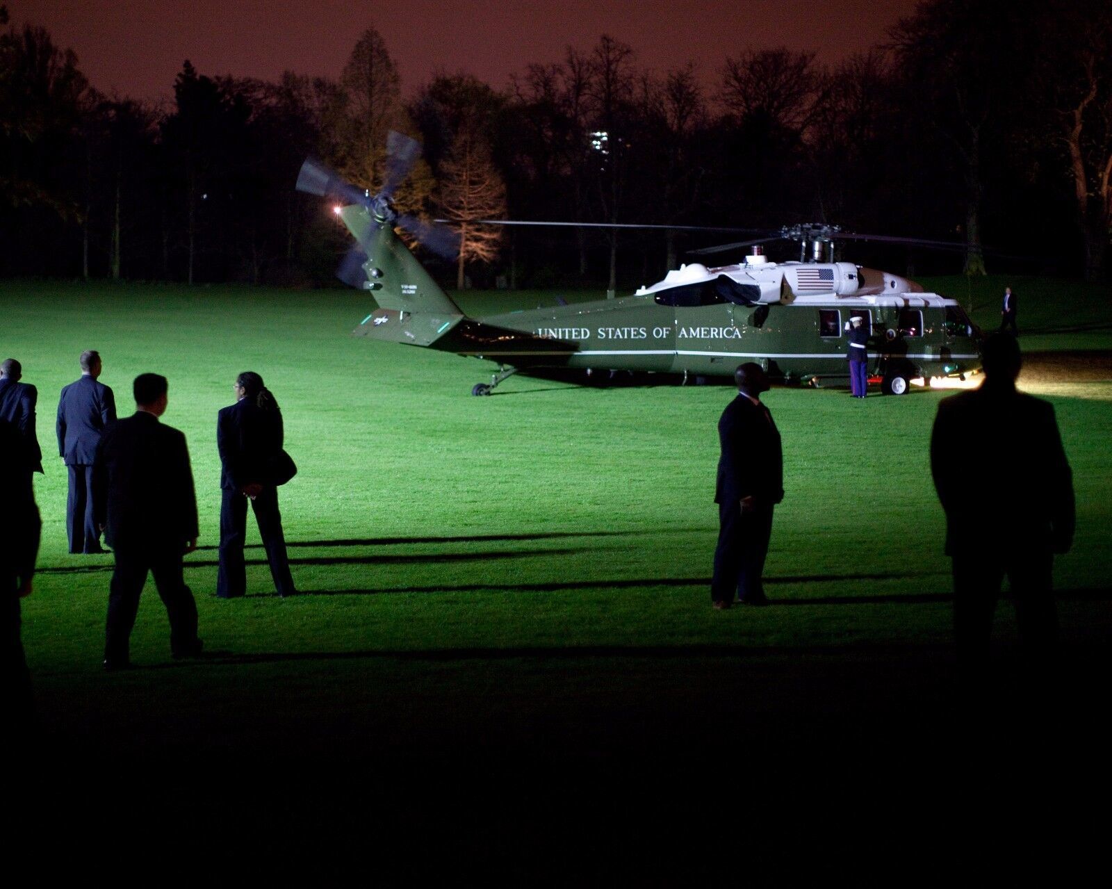Marine One carrying President Barack Obama lands at Winfield House Photo Print - $8.99