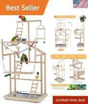 Pet Parrot Playstand Parrots Bird Playground Bird Play Stand Wood Perch ... - $129.70