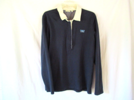 L.L.Bean men&#39;s shirt henley long sleeves Large navy blue 100% cotton knit - $19.55