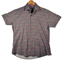 BERTIGO Short Sleeve Button Up Shirt Sz L Multicolor Polka Dots Business... - $17.99