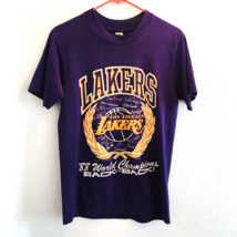 Vtg. 1988 Los Angeles Lakers NBA World Champs Back to Back Single Stitch Size M - £227.11 GBP