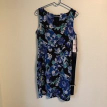 Chetta B Womens Dress Sz 6 Flower Print Sleeveless Sheath Split V Neck Zip Back - £18.28 GBP