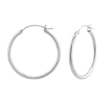 925 Sterling Silver 30 mm Plain Hoop Earrings - £14.93 GBP