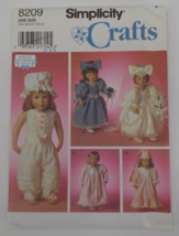 SIMPLICITY CRAFTS PATTERN #8209 18&quot; DOLL CLOTHES BRIDAL GOWN BRIDESMD UN... - £8.15 GBP