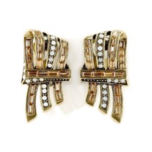 Heidi Daus Open Work Ribbon Design Topaz Crystals Earrings - £54.81 GBP
