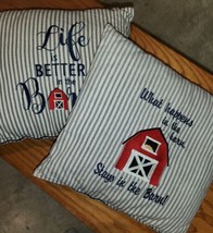 Boho Gingham Barn Decorative Throw Pillows Sofa Couch Single Sided - £18.17 GBP